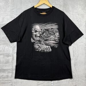 Hot Leathers Skull Biker Graphic T-Shirt Black Size XL PD Restoration London Y2K